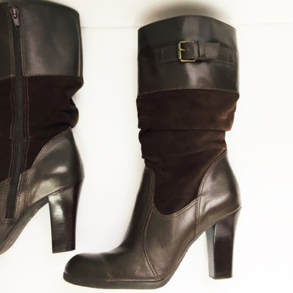 Connie brand....NEW mid-calf Leather Suede Boots